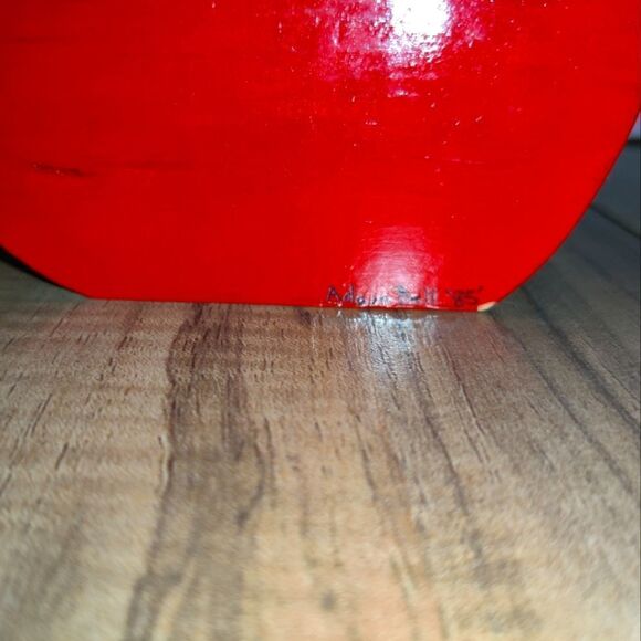 Worlds Greatest Teacher Wooden Apple 80's. Has some wear from age and use. Sold - Picture 6 of 6